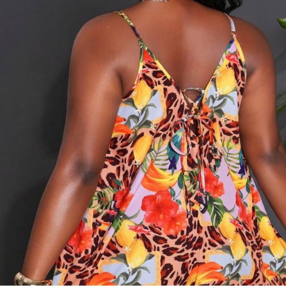 Floral and Leopard Print Romper - Picture 5 of 6